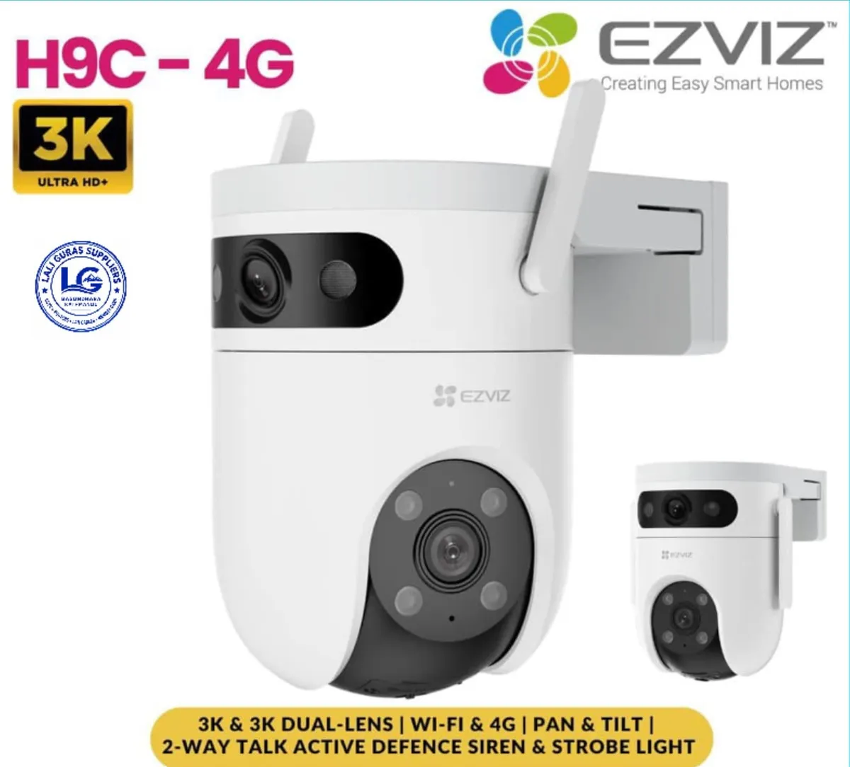EZVIZ H9C 3K (5MP+5MP) Dual-Lens Pan & Tilt 4G,Wi-Fi/Wired CCTV Camera