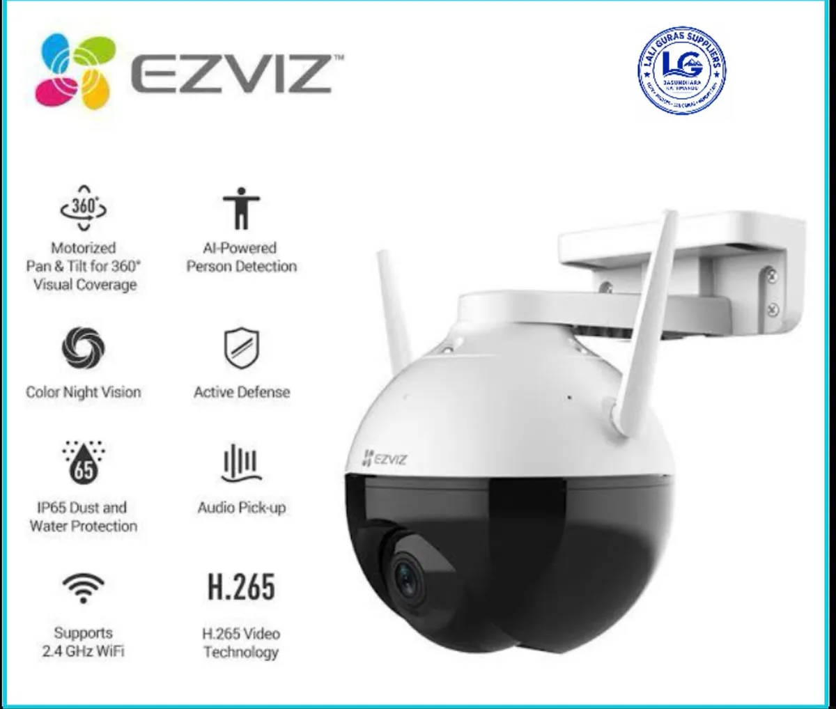 Ezviz 2MP C8C ColorVu PT Audio Wired/Wireless Outdoor CCTV Camera